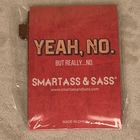 "YEAH, NO" Slip Wallet Brown, Red. White & Navy Blue - Picture 3 of 10